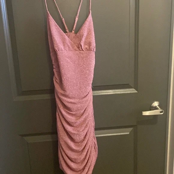 Pink Glitter Bodycon Mini Dress M - Picture 2 of 2